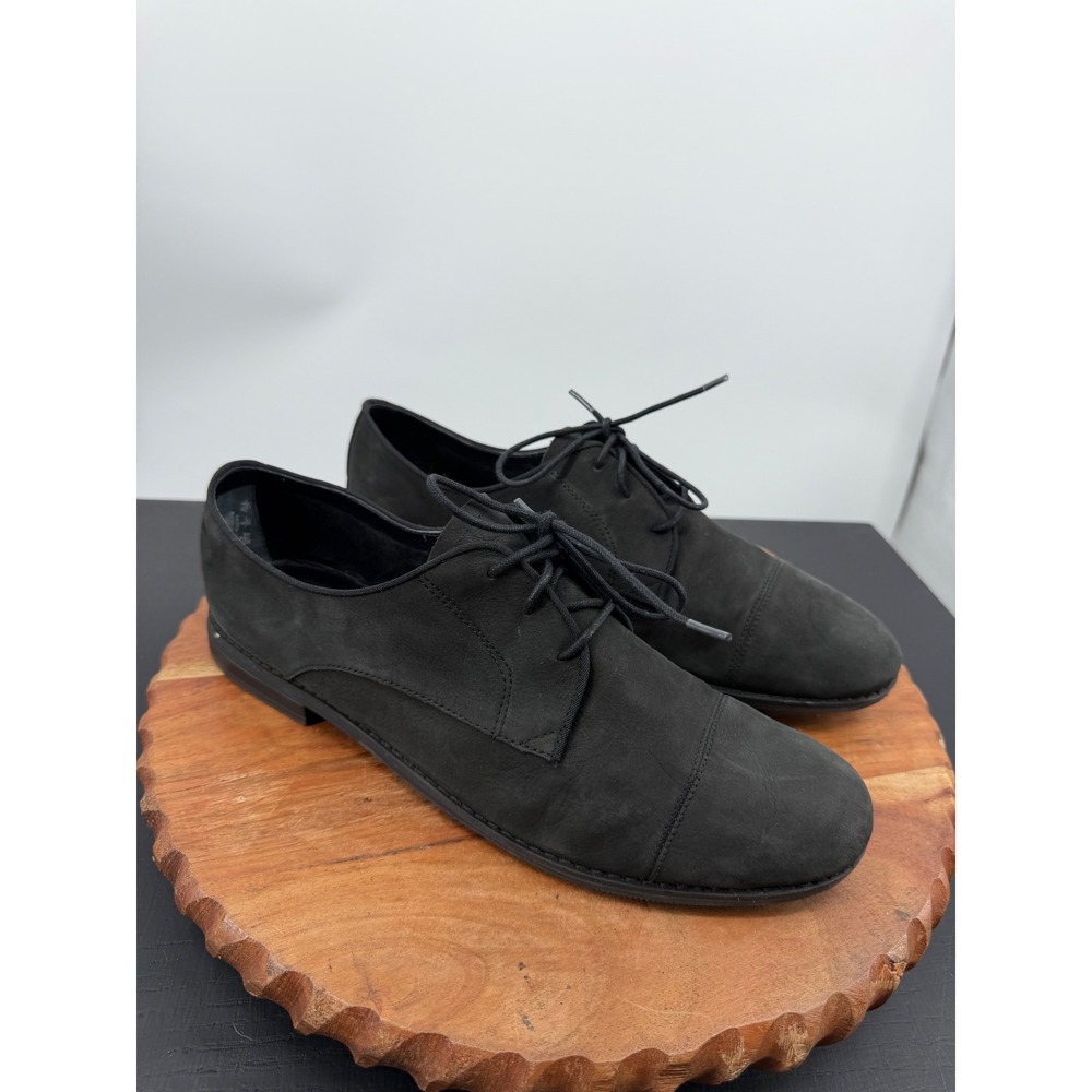 Franco Sarto Pansa Oxford Shoes Women 11 Black Leather Cap Toe Lace Up Flat